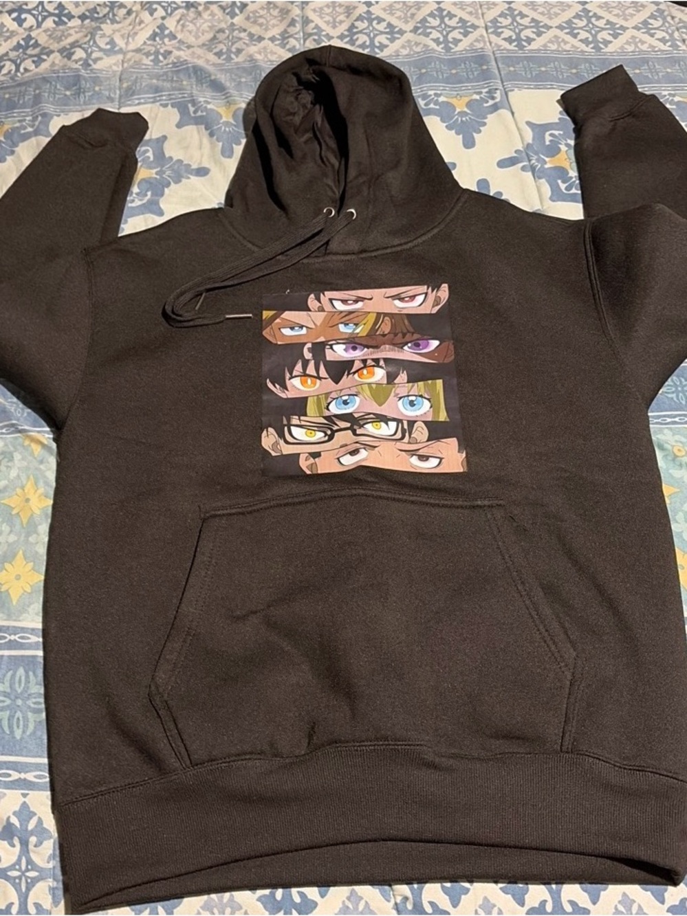 Black Anime Eyes Graphic Hoodie Sweatshirt for Men